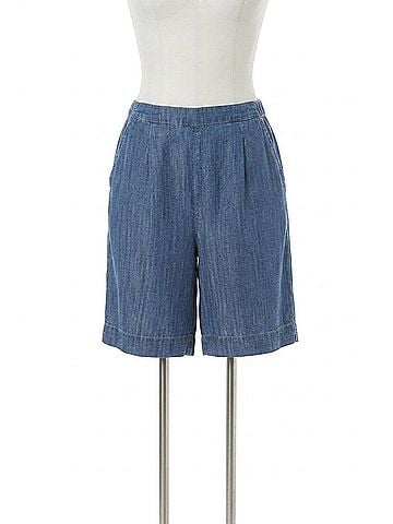 Tribal Pull On Flowy Shorts in Denim (view 1)