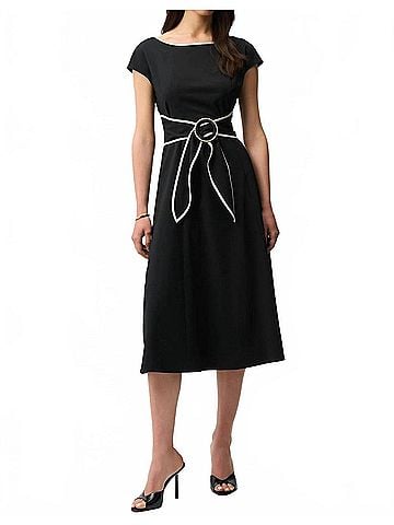 Joseph Ribkoff Buckle Detail Fit And Flare Dress in Black/Moonstone (view 2)