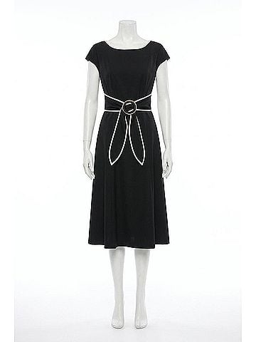Joseph Ribkoff Buckle Detail Fit And Flare Dress in Black/Moonstone (view 1)