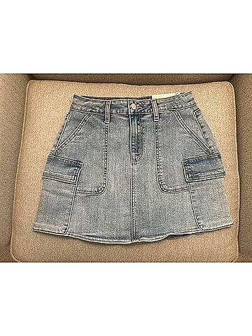 Just Black Women's Low Rise Micro Cargo Skirt in Light Denim (view 2)