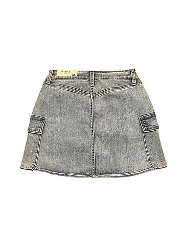 Just Black Women's Low Rise Micro Cargo Skirt in Light Denim (view 1)