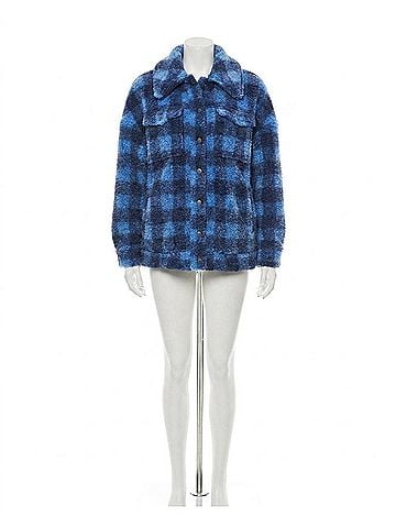Beach Riot Sherpa Jacket in Cornflower Buffalo Check (view 1)