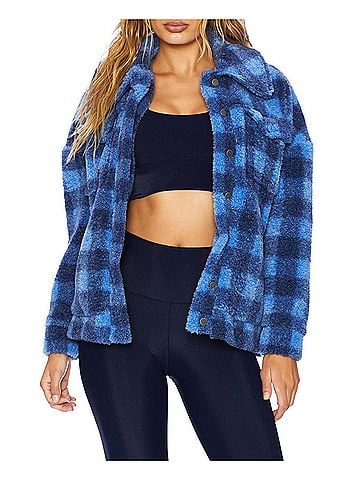 Beach Riot Sherpa Jacket in Cornflower Buffalo Check (view 2)
