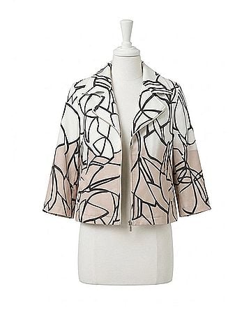Joseph Ribkoff Faux Suede Abstract Swing Jacket in Vanilla Multi (view 1)