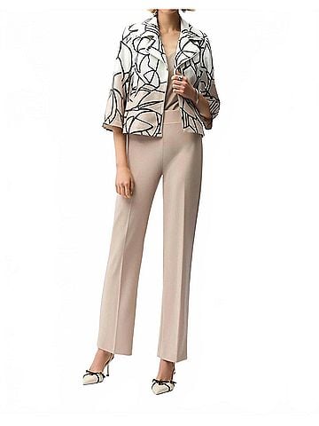 Joseph Ribkoff Faux Suede Abstract Swing Jacket in Vanilla Multi (view 2)