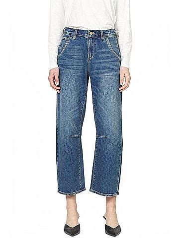 Dear John Teddi Barrel Leg Jeans in Blue (view 2)