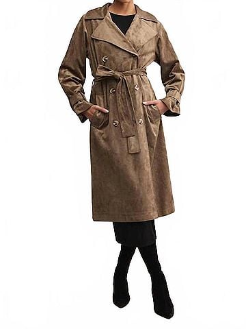 Z Supply Women's Dorian Suede Trench Coat in Retreat (view 2)