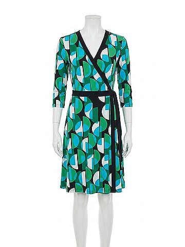 Joseph Ribkoff Retro Geometric Print Waist Tie Shift Dress in Black/Multi (view 1)