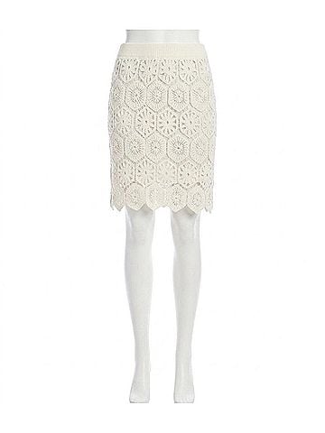 Karen Kane Crochet Mini Skirt in Off White (view 1)