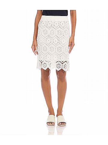 Karen Kane Crochet Mini Skirt in Off White (view 2)