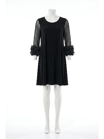 Joseph Ribkoff Mesh Ruffled Sleeves A-Line Dress in Black (view 1)