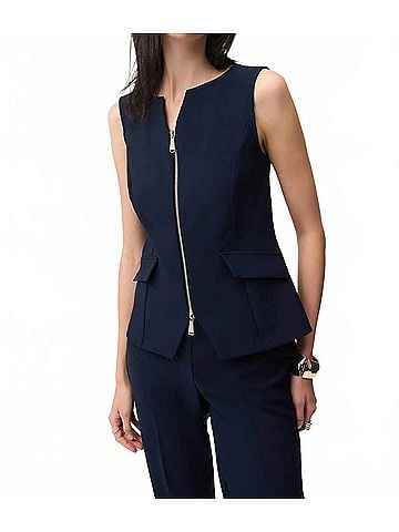Joseph Ribkoff Fitted Sleeveless Front Zipper Vest in Midnight Blue (view 2)