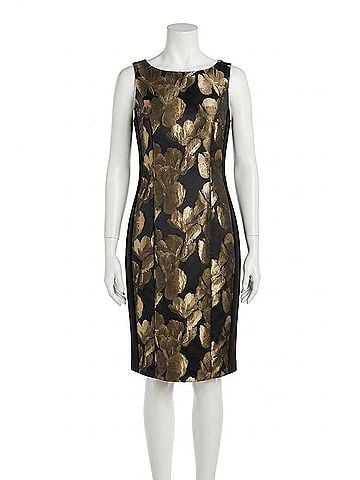Joseph Ribkoff Floral Sleeveless Sheath Dress in Black/Bronze (view 1)