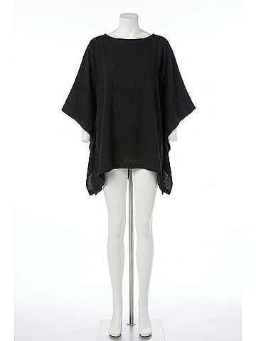 Coco + Carmen Gabriella Textured Poncho in Black (view 1)