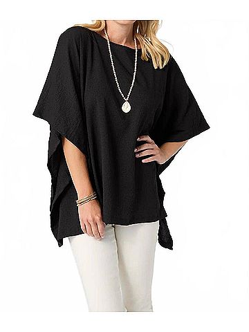 Coco + Carmen Gabriella Textured Poncho in Black (view 2)