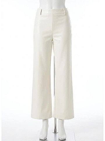 Lyssé Vegan Leather Wide Leg Pants in Snow White (view 1)