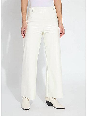 Lyssé Vegan Leather Wide Leg Pants in Snow White (view 2)