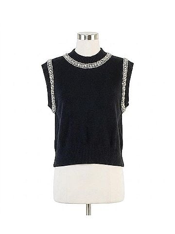 THML Embellished Trim Vest in Black (view 1)