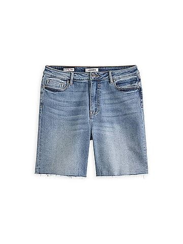 Vigoss Women's High Rise Cut Off Bermuda Short in Light Wash (view 1)