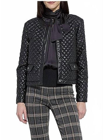 Lyssé Aurelle Quilted Vegan Leather Jacket in Black (view 2)