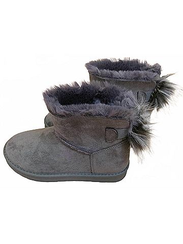 Charlie Paige Women's Fuzzy Boots in Grey (view 2)