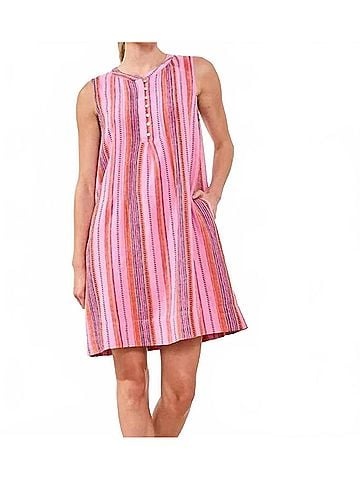 Tribal Women's Pintuck Linen Mini Dress in Rose Silk (view 2)