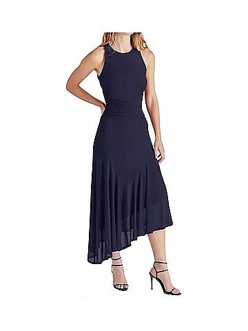 Steve Madden Laney Asymmetrical Hem Knit Dress in Navy (view 2)