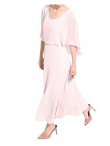 Joseph Ribkoff Chiffon Overlay Maxi A-Line Dress in Petal Pink (view 2)