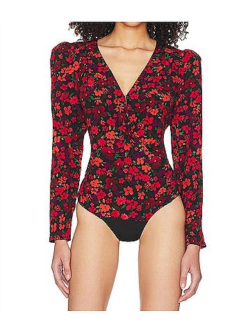 Astr Bartlett Bodysuit in Red Orange (view 2)