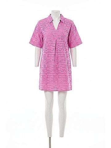 Tribal Eyelet Mini Dress in Wisteria Orchid (view 1)