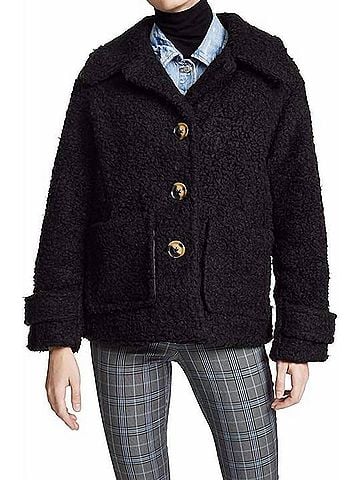 Free People So Soft Cozy Peacoat in Black (view 2)