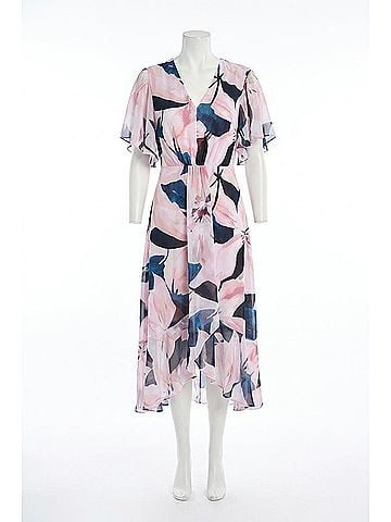 Joseph Ribkoff Floral Midi Fit And Flare Dress in Vanilla/Multi (view 1)