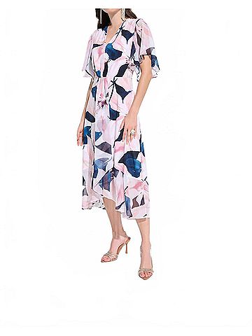 Joseph Ribkoff Floral Midi Fit And Flare Dress in Vanilla/Multi (view 2)