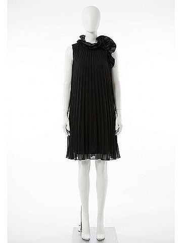 Joseph Ribkoff Pleated A-Line Dress in Black (view 1)