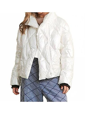 J.NNA Joey Quilted Mock Neck Puffer Jacket in Winter Glass (view 2)