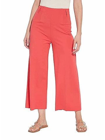 Lyssé Ellis Hi-Waist Culottes Ponte Crop Pants in Funk Red (view 2)