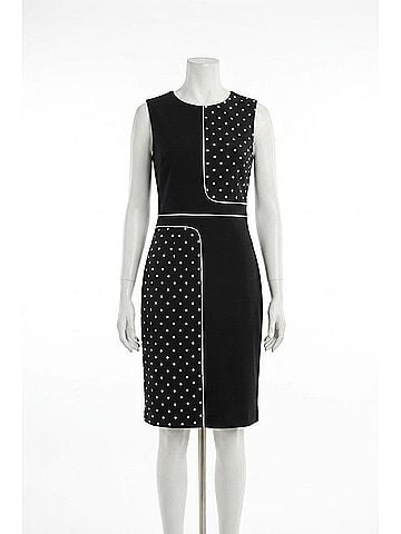 Joseph Ribkoff Polka Dot Sleeveless Sheath Dress in Black/Vanilla (view 1)
