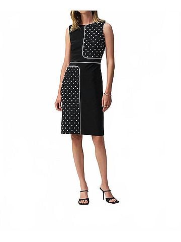 Joseph Ribkoff Polka Dot Sleeveless Sheath Dress in Black/Vanilla (view 2)