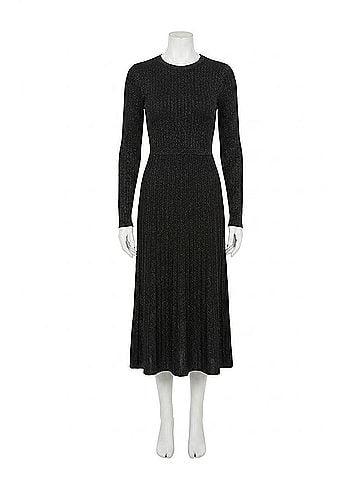 Joseph Ribkoff Knit Fit And Flare Crew Neck Dress in Black (view 1)