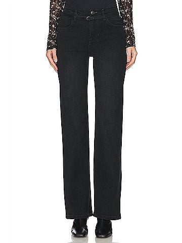 Free People Sabine Slim A-Line Jeans in Black (view 2)