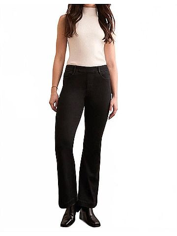 Tribal Boundless Denim Audrey Pull On Flare Jeans in Black (view 2)