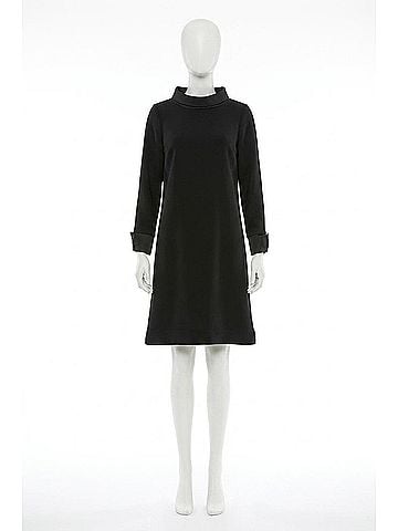 Joseph Ribkoff Mock Neck Long Cuffed Sleeve Trapeze Dress in Black (view 1)