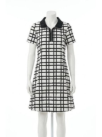 Joseph Ribkoff Plaid Mini A-Line Dress in Off-White/Black (view 1)