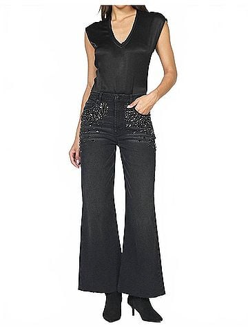 Dear John Fiona Wide Leg Jeans in Black Sparkle (view 2)