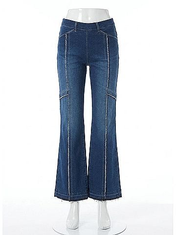 Lyssé Felicity Fringe Wide Leg Denim Trouser in Light Indigo (view 1)
