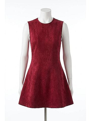 Le Lis Sueded Scarlet Mini Dress in Burgundy (view 1)