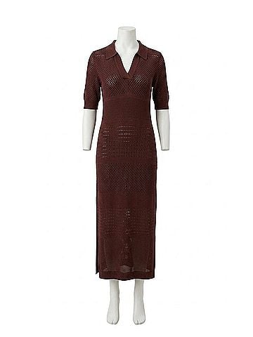 Joseph Ribkoff Viscose Sweater Knit Straight Dress in Mahogany (view 1)