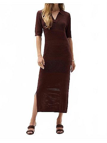 Joseph Ribkoff Viscose Sweater Knit Straight Dress in Mahogany (view 2)