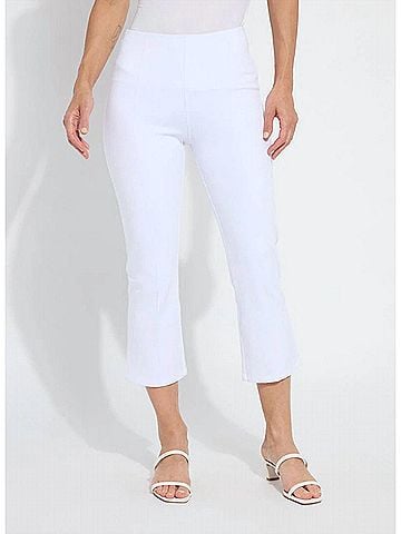 Lyssé Women's Lizzette Bow Detail Crop Flare Denim Pants in White (view 2)
