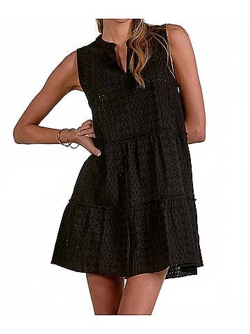Elan Eyelet Dress in Black (view 2)
